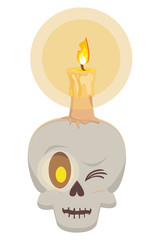 halloween skull head with candle