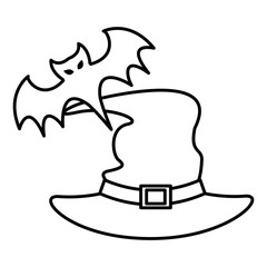 halloween bat flying with witch hat