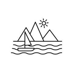 Boat, mountain, sea, landscape icon. Element of landscape thin line icon