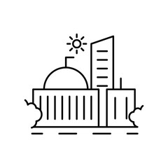 Building, city, sun, landscape icon. Element of landscape thin line icon