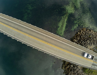 Outstanding aerial photography of the picturesque Fox Island Bridge connection Gig Harbor and Fox Island in the state of Washington.