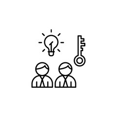 Key idea teamwork icon. Element of spa thin line icon