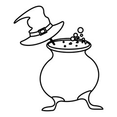 halloween witch hat with cauldron