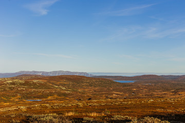 View from Gaustatoppen, Norway, at autumn.
