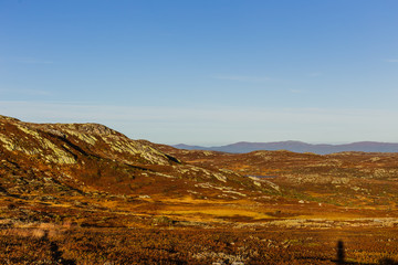View from Gaustatoppen, Norway, at autumn.