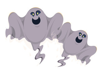 halloween ghosts floating characters icon