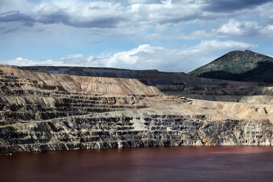 Sun Shines On The Walls Of The Berkeley Pit In Butte, Montana