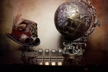 Mappamondo antico con ingranaggi