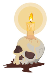 halloween skull head with candle