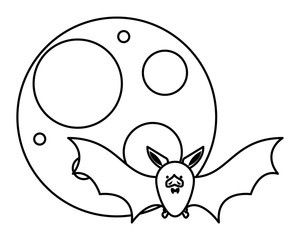 halloween bat flying with moon