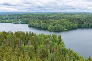Fototapeta na wymiar Nature background. Finland. Aulanko. Beautiful autumn landscape. Autumn forest. Aerial view.