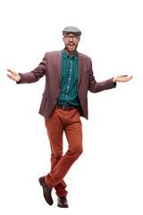 friendly smiling man in a cap .isolated on white