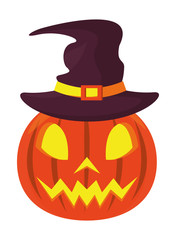 halloween pumpkin with witch hat