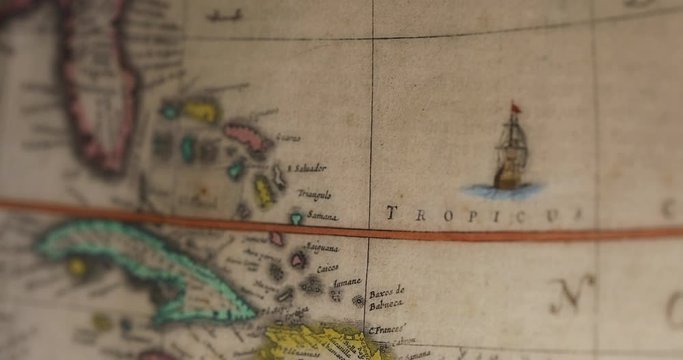 Antique Map Of The Early Bahama Islands Territory