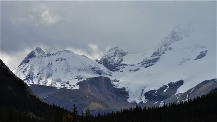 Majestic foggy mountains of the Canadian Rockies