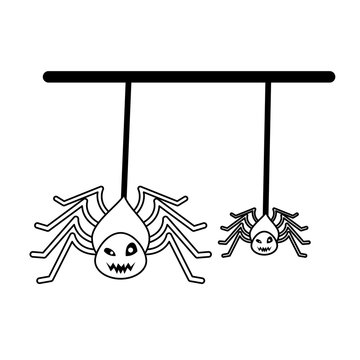 halloween spiders hanging animal icon