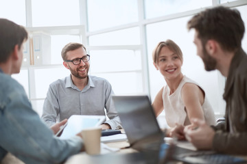 businessman discussing with business team ideas for startup