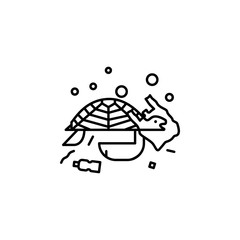 Plastic pollution turtle icon. Element of plastic pollution thin line icon