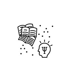 Brain, book, psychology icon. Element of university thin line icon