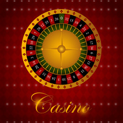 Casino poster with a roulette and text - Vector