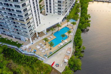 Aerial drone photo The Harbour Condominium North Miami Beach FL
