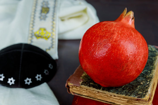 The Jewish hebrew prayer book on synagogue with Yom Kippur