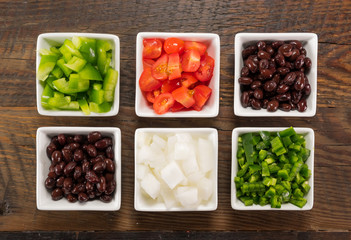 Six Bowls of Chili Veggies