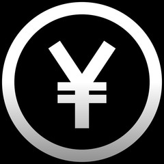Yuan and Yen currency sign symbol - red simple gradient inside of circle, isolated - vector