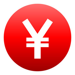 Yuan and Yen currency sign symbol - red simple gradient inside of circle, isolated - vector