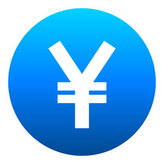 Yuan and Yen currency sign symbol - blue simple gradient inside of circle, isolated - vector