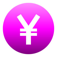 Yuan and Yen currency sign symbol - purple-pink simple gradient inside of circle, isolated - vector