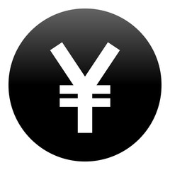 Yuan and Yen currency sign symbol - black simple gradient inside of circle, isolated - vector