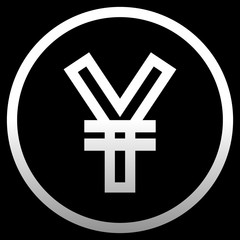 Yuan and Yen currency sign symbol - red simple gradient outline inside of circle, isolated - vector