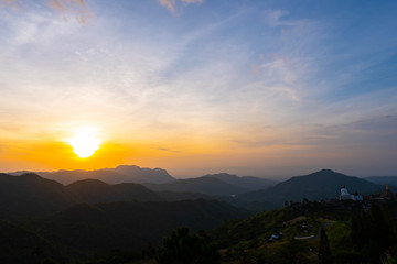 Sunrise or sunset in the mountains
