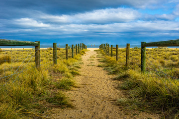 Fototapeta na wymiar Foot path to the Port Melbourne beach