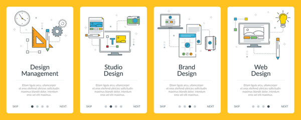Design management, brand design and web design internet banner.