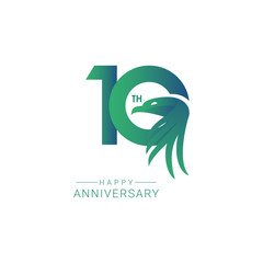 10 th Anniversary Bird Model Vector Template Design Illustration