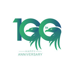 100 th Anniversary Bird Model Vector Template Design Illustration