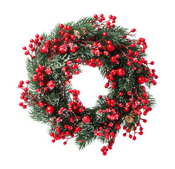 Christmas wreath, isolated on white