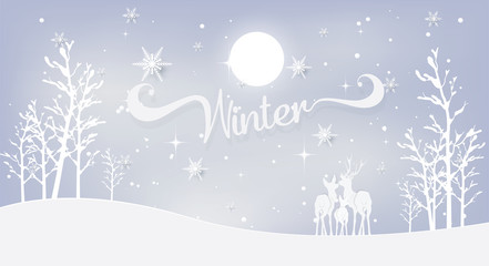 Obraz na płótnie Canvas Vector illustration ,Christmas card background with paper cut snowflake.