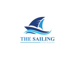 Sailing ship boat vector logo icon template design