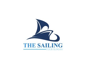Sailing ship boat vector logo icon template design