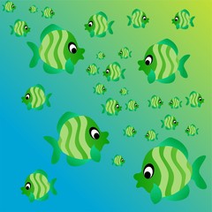 Fish Icon, Cute Cartoon Funny Character with Colorful Color, Swim in Water – Flat Design 