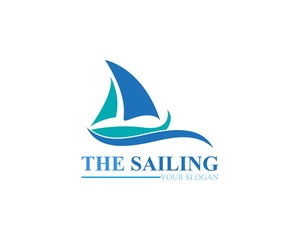 Sailing ship boat vector logo icon template design