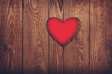 Wooden door close-up, heart shape