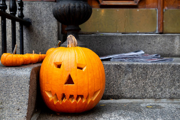 Halloween decorations on the doorstep