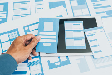 User Experience ux designer web smartphone layout.