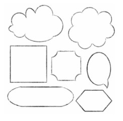 A set of speech bubbles isolated on whited background. They used chalk effect style.
