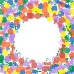 Colorful rainbow drops on white background. It's water color effect and random direction. Concept of LGBT pride. There's a copy space for your text.