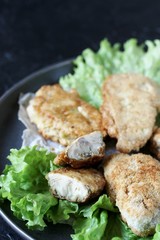 brains of a cow, a sheep or calf in fried in batter. dishes with offal. dish for Halloween. Keto diet dish. weird food